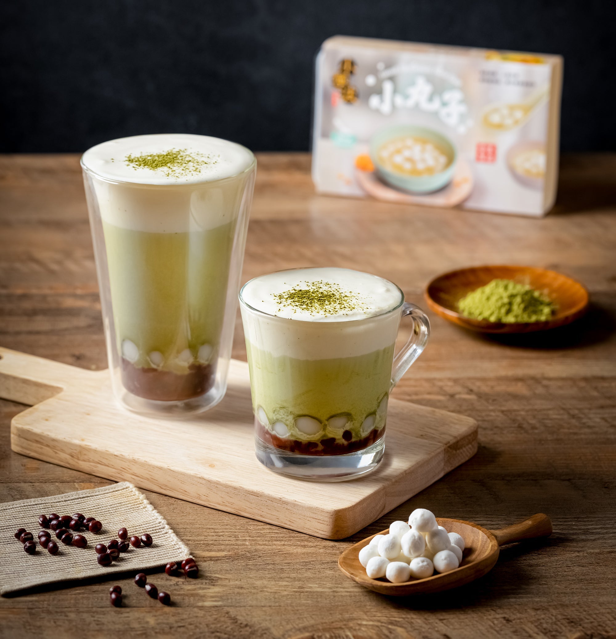 奶蓋抹茶紅豆白玉飲