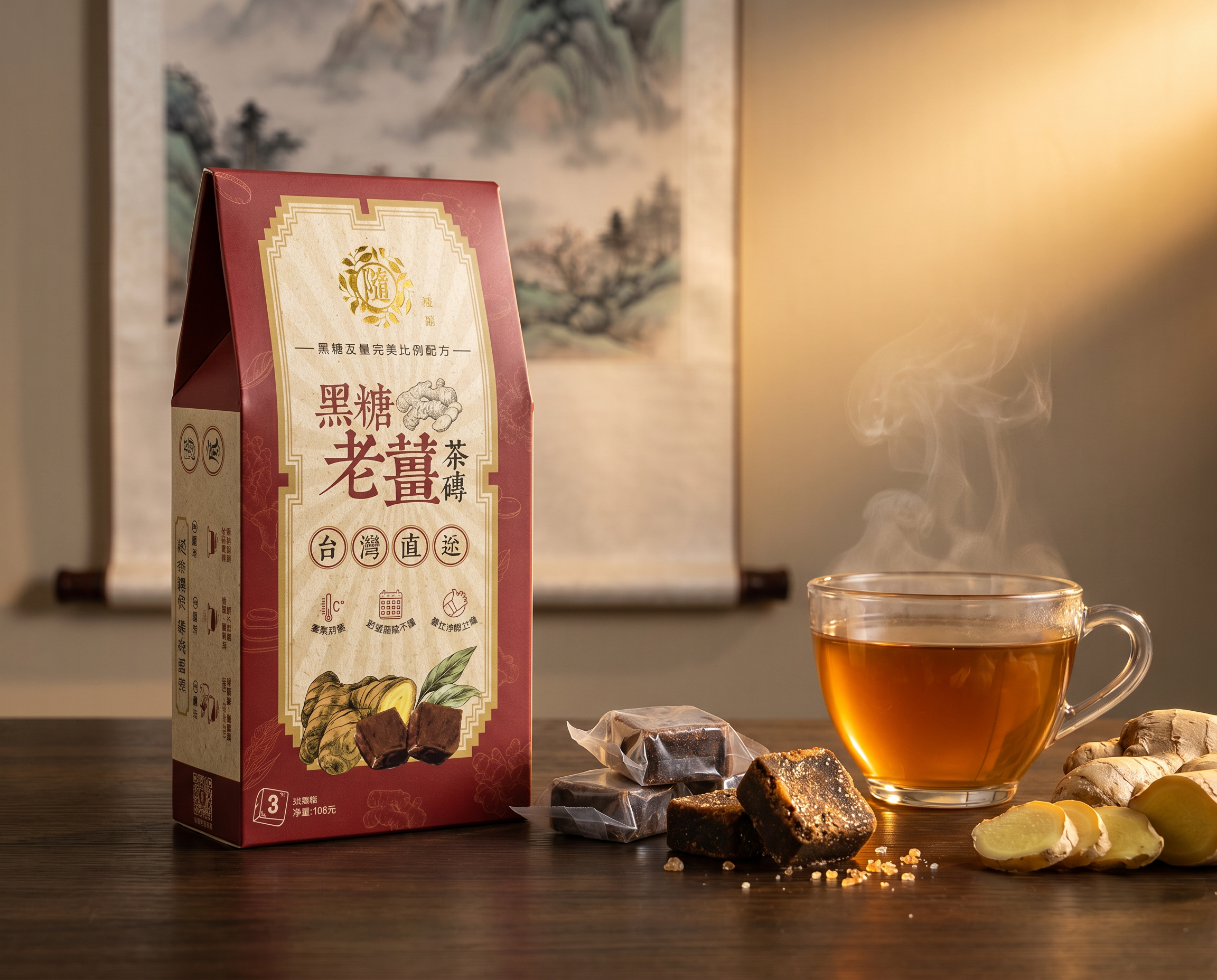 隨圓 黑糖老薑茶磚 (3粒裝)